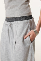 Patchwork Double Waist Wide Leg Athletic Pants