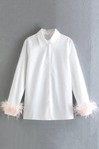 Fashionable Feather Long-sleeved Casual Loose Shirt
