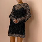 Ingrid Elevated Sequin Mini Dress Transparent Mesh Style Occasion Wear