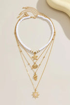 Bohemian Imitation Pearl Shell Multi-layered Necklace