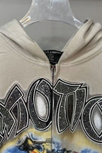 Graffiti Print Rhinestone Logo Hoodie