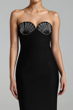 Bandage Rhinestone Strapless Luxury Party Dress