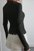 Retro Sheer Lace Long Sleeve Top