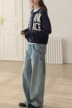 Loose Fit Letter Embroidery Sweater