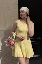 Jacquard Ruffled Bodycon Tank Boho Dress