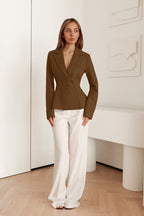 Office Elegance Pleated Waist Blazer
