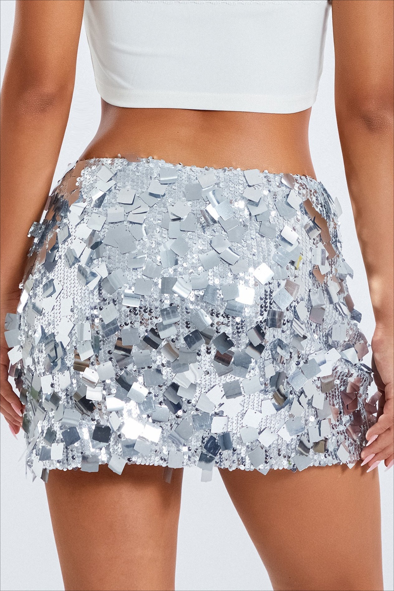 Iridescent Sequin ALine Bodycon Skirt
