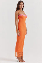 Surplice Lace Trim Slip Dress