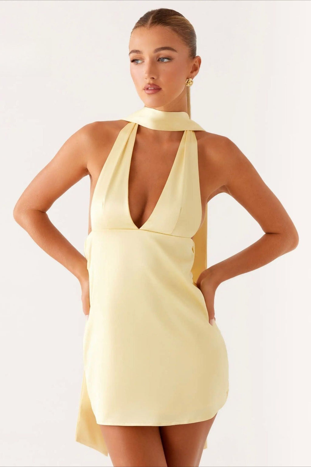 Deep V Backless Tank Mini Dress