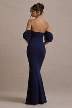 Elegant Fit-and-Flare Bubble Sleeve Strapless Party Dress