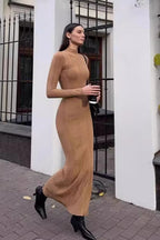Sexy Stripe Turtleneck Knit Long Sleeve Bodycon Dress