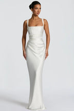 Square Neck Tie Waist Bodycon Mermaid Prom Dress