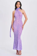 Fantoye Transparent Print Maxi Dress