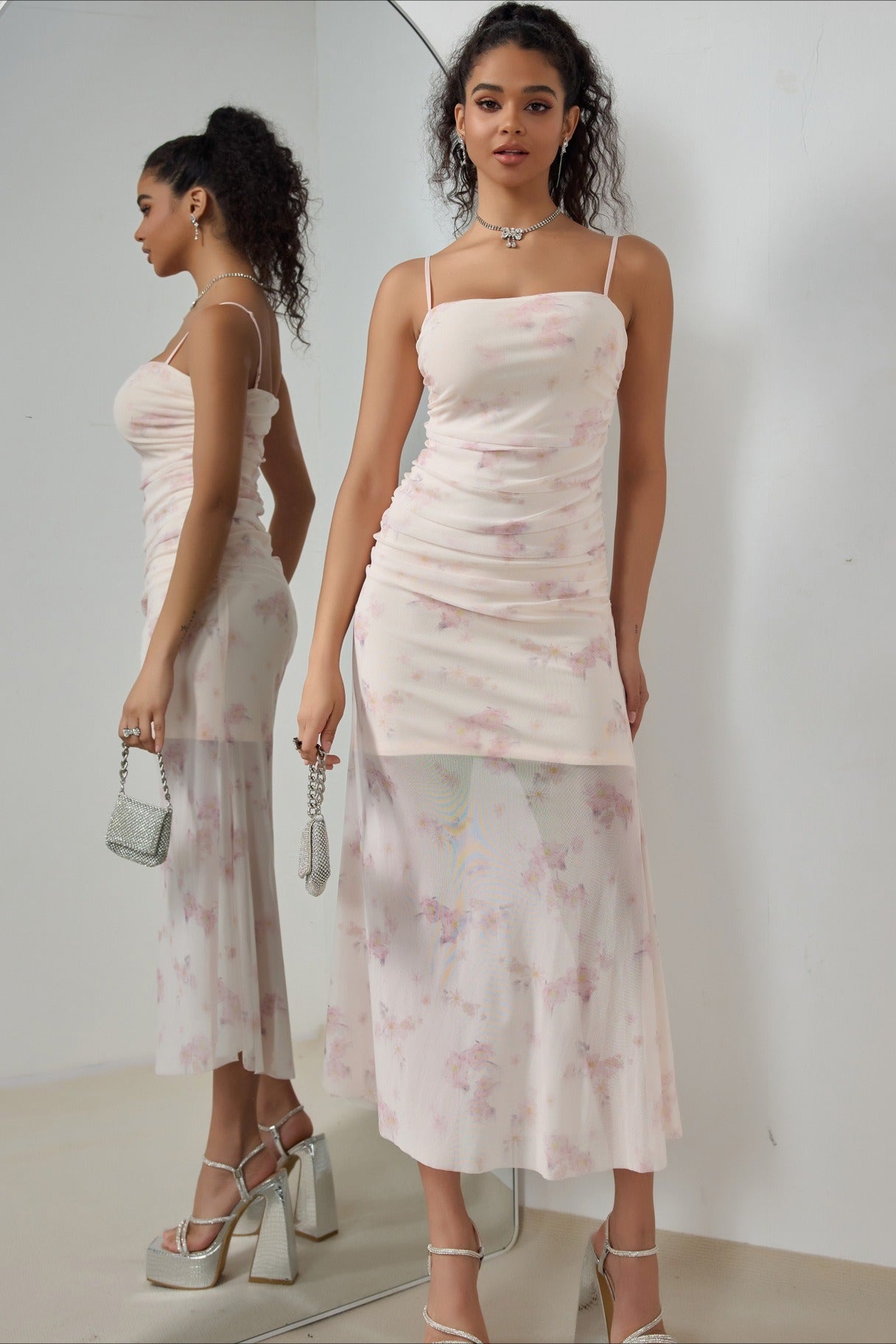 Strap Vacation Stretch Mermaid Maxi Floral Dress