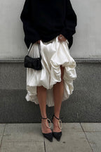 Simple High Waist Flared Skirt