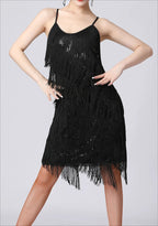 Sexy Tassel Sequin Spaghetti Strap Cocktail Dress