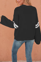 Fashionable Heart-shaped Jacquard Long-sleeved Loose Knit Sweater