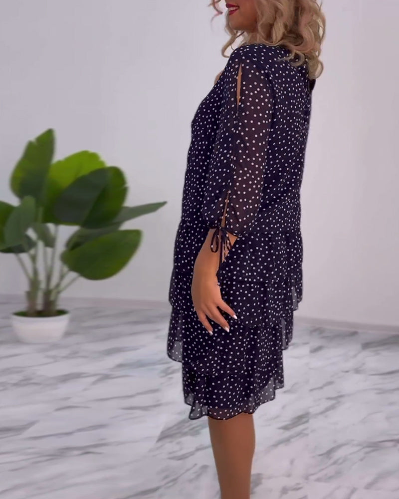 Adriela Premium Polka Dot Layered Dress Statement Occasion Edit