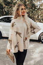 casual vintage tiger and leopard print long sleeve tops
