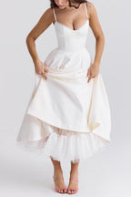 Maxi V-Neck Puff Party Dress