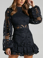 Sara Chic Long Sleeved Lace Mini Dress Designer Edit