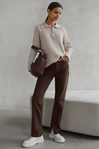Polo Collar Knit Pullover Sweater