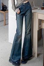 Slim Fit Elastic Bell Bottom Jeans