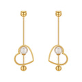 18K Gold Titanium Steel Heart-shaped Peach Heart Pearl Earrings