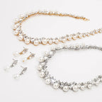 Elegant Baroque Alloy Necklace and Simple Pearl Earrings Jewelry Set