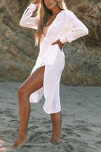 A Perfect Travel Linen Blend Pocketed Cover-up Dress
