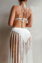 Cutout Versatile Vacation Fringe Cover Up Boho Dress