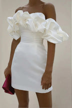 Puff Collar Slim Fit Party Evening Party Dress