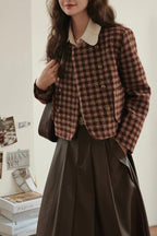 Vintage Plaid Single Breasted Jacket