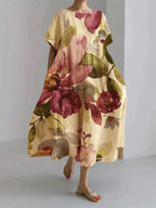 Ada Effortless Women's Loose Dress with Botanical Floral Print Chic Silhouette Collection
