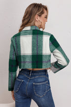 Checked Notch Collar Short Jacket