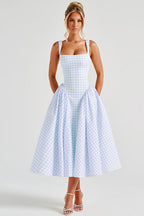 Gingham Backless Slip Birthday Dress