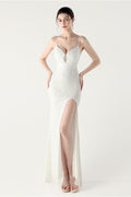 Sequin V Neck Cross Strap Mermaid Maxi Dress