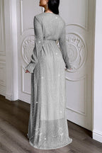 Long Sleeve Knitted Maxi Wrap Dress