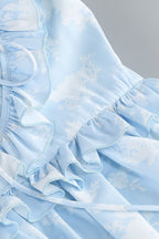 Floral Print Spaghetti Strap Romantic Prom Dress