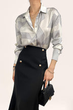 Black High-Rise Ruffle Midi Skirt