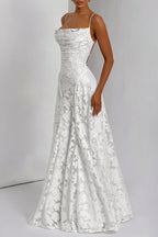 Jacquard Cami Backless Maxi Lace Dress