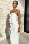Elegant 3D Floral Tight Strapless Bandage Formal Dress