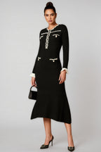 Jamie Trim Pearl Knit Midi Dress