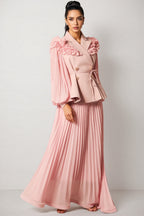 Sorel Double Breasted Pleated Maxi Dress Set