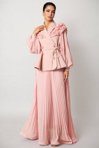 Sorel Double Breasted Pleated Maxi Dress Set
