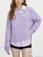 8.7% Wool Round Neck Drop Sleeve Sweater