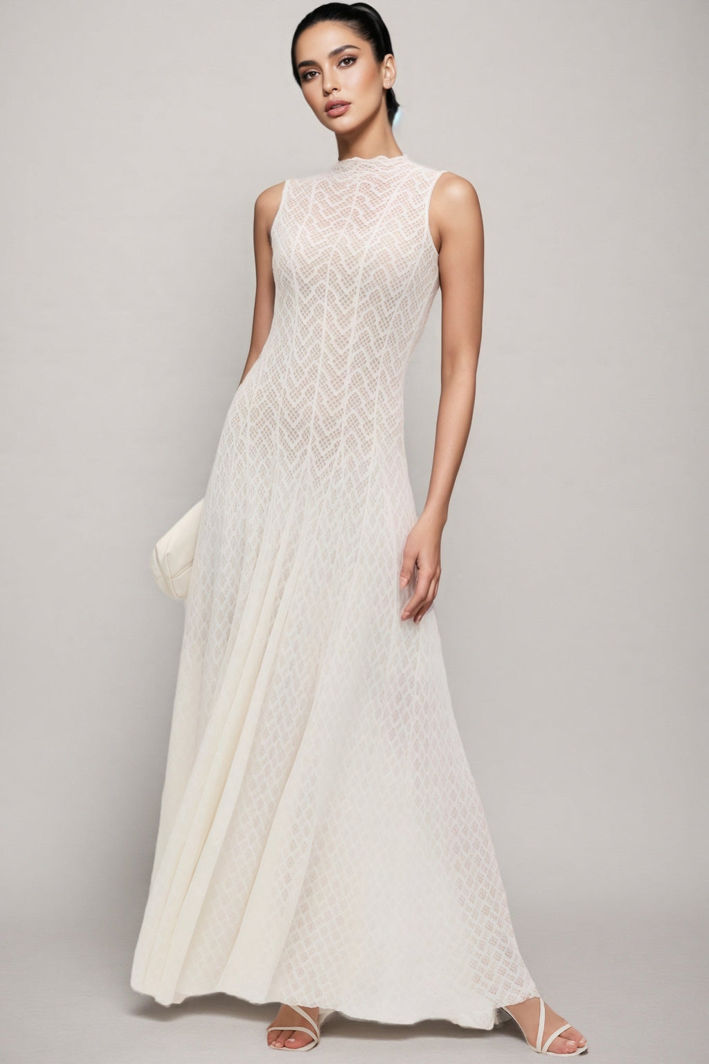 Lucas Solid Pointelle Sleeveless Maxi Dress