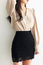 Lace High Waist Bodycon Skirt