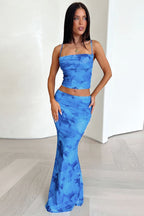 Cami Crop Top Bodycon Midi Skirt Set