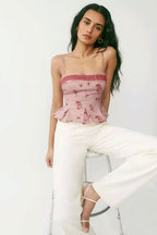 Pure Desire Floral Print Ruffled Cami Top
